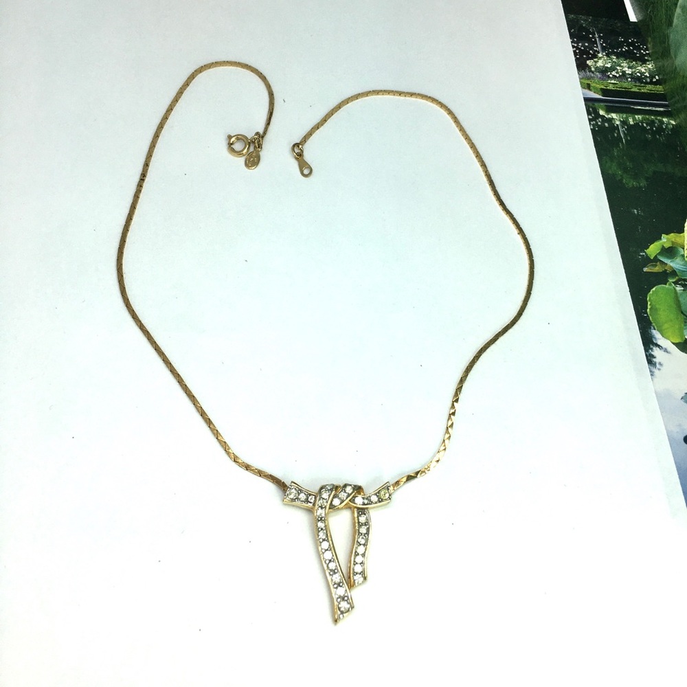Givenchy Authentic Rhinestone Bow Necklace France - image 6